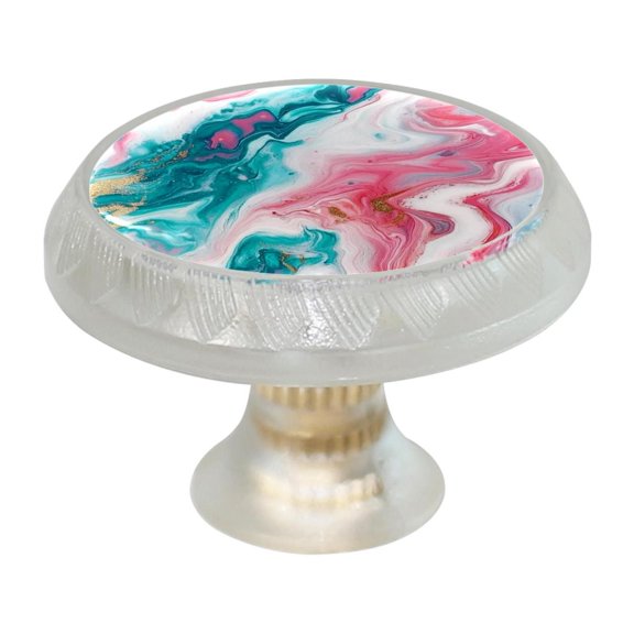 HemaKayy 4 Pack 1.37" Decorative Cabinet Knobs - Themed ABS Glass Drawer Handle, Durable & Rust-Resistant, Perfect for Kitchen, Bathroom, and Home Decor - Unique Marble Texture