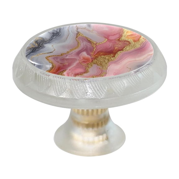 HemaKayy 4 Pack 1.37" Decorative Cabinet Knobs - Themed ABS Glass Drawer Handle, Durable & Rust-Resistant, Perfect for Kitchen, Bathroom, and Home Decor - Unique Marble Texture