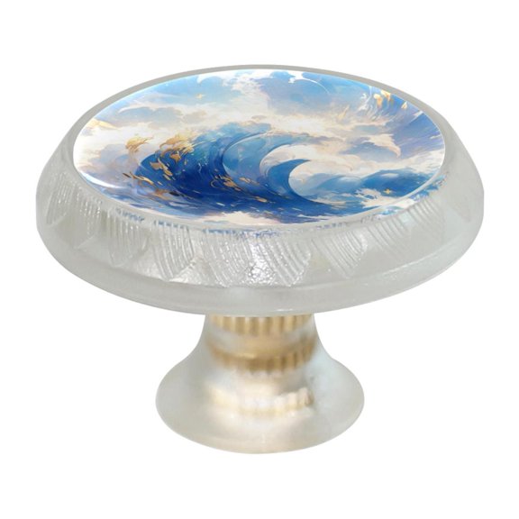 HemaKayy 4 Pack 1.37" Decorative Cabinet Knobs - Themed ABS Glass Drawer Handle, Durable & Rust-Resistant, Perfect for Kitchen, Bathroom, and Home Decor - Unique Marble Texture