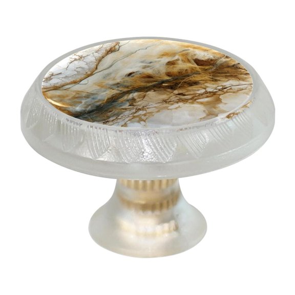 HemaKayy 4 Pack 1.37" Decorative Cabinet Knobs - Themed ABS Glass Drawer Handle, Durable & Rust-Resistant, Perfect for Kitchen, Bathroom, and Home Decor - Unique Marble Texture