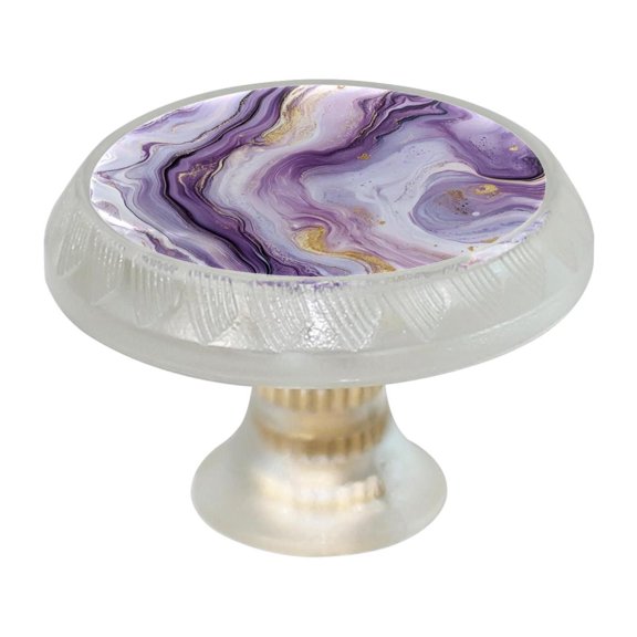 HemaKayy 4 Pack 1.37" Decorative Cabinet Knobs - Themed ABS Glass Drawer Handle, Durable & Rust-Resistant, Perfect for Kitchen, Bathroom, and Home Decor - Unique Marble Texture