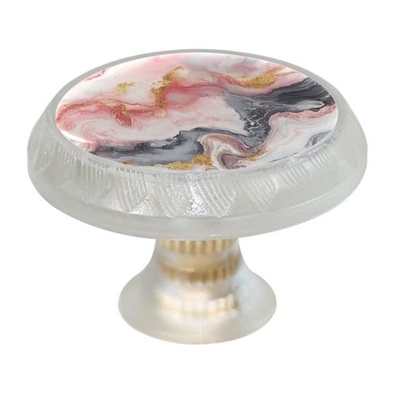 HemaKayy 4 Pack 1.37" Decorative Cabinet Knobs - Themed ABS Glass Drawer Handle, Durable & Rust-Resistant, Perfect for Kitchen, Bathroom, and Home Decor - Unique Marble Texture