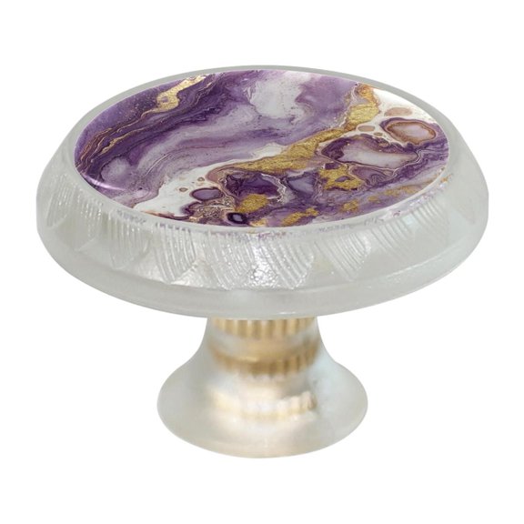 HemaKayy 4 Pack 1.37" Decorative Cabinet Knobs - Themed ABS Glass Drawer Handle, Durable & Rust-Resistant, Perfect for Kitchen, Bathroom, and Home Decor - Unique Marble Texture