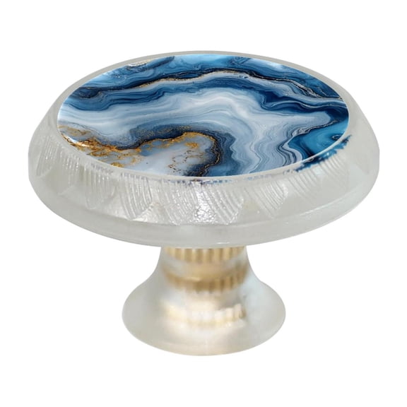 HemaKayy 4 Pack 1.37" Decorative Cabinet Knobs - Themed ABS Glass Drawer Handle, Durable & Rust-Resistant, Perfect for Kitchen, Bathroom, and Home Decor - Unique Marble Texture