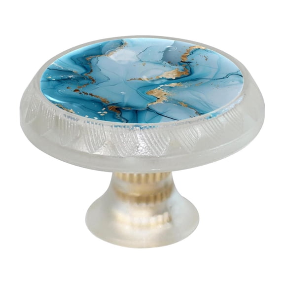 HemaKayy 4 Pack 1.37" Decorative Cabinet Knobs - Themed ABS Glass Drawer Handle, Durable & Rust-Resistant, Perfect for Kitchen, Bathroom, and Home Decor - Unique Marble Texture