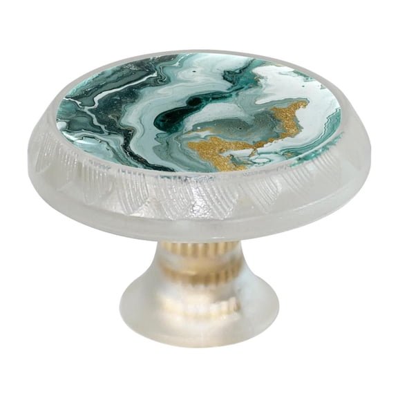 HemaKayy 4 Pack 1.37" Decorative Cabinet Knobs - Themed ABS Glass Drawer Handle, Durable & Rust-Resistant, Perfect for Kitchen, Bathroom, and Home Decor - Unique Marble Texture