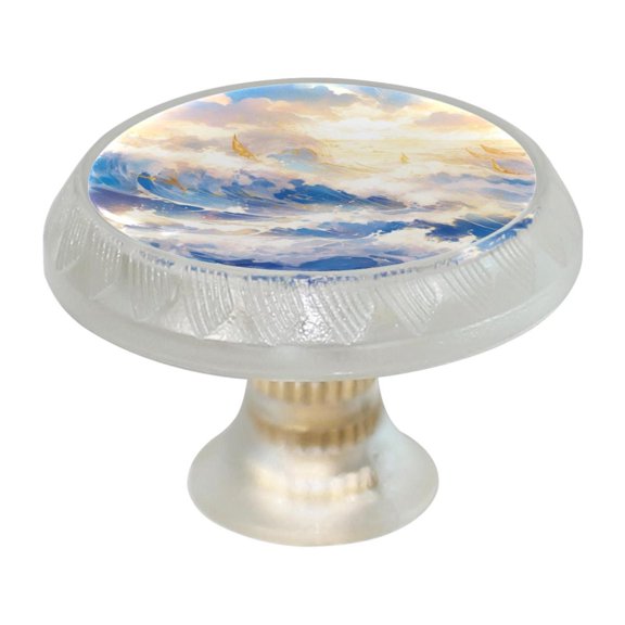 HemaKayy 4 Pack 1.37" Decorative Cabinet Knobs - Themed ABS Glass Drawer Handle, Durable & Rust-Resistant, Perfect for Kitchen, Bathroom, and Home Decor - Unique Marble Texture