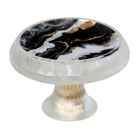 HemaKayy 4 Pack 1.37" Decorative Cabinet Knobs - Themed ABS Glass Drawer Handle, Durable & Rust-Resistant, Perfect for Kitchen, Bathroom, and Home Decor - Unique Marble Texture