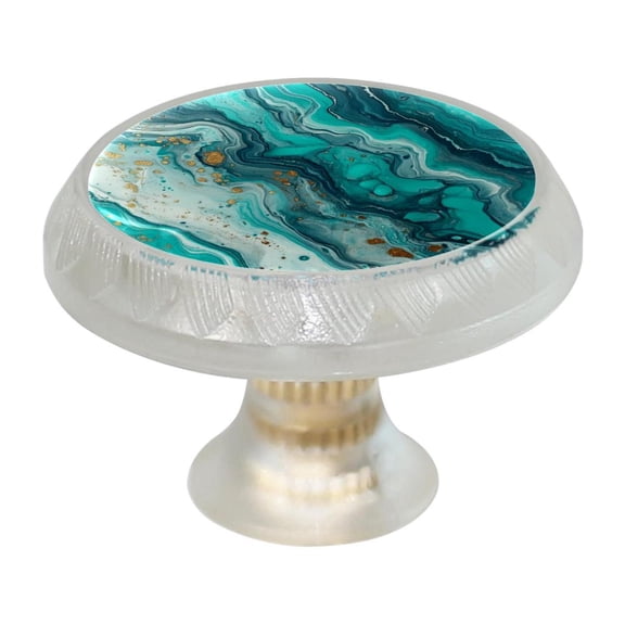 HemaKayy 4 Pack 1.37" Decorative Cabinet Knobs - Themed ABS Glass Drawer Handle, Durable & Rust-Resistant, Perfect for Kitchen, Bathroom, and Home Decor - Unique Marble Texture