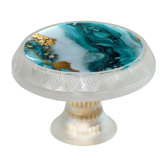 HemaKayy 4 Pack 1.37" Decorative Cabinet Knobs - Themed ABS Glass Drawer Handle, Durable & Rust-Resistant, Perfect for Kitchen, Bathroom, and Home Decor - Unique Marble Texture