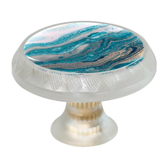 HemaKayy 4 Pack 1.37" Decorative Cabinet Knobs - Themed ABS Glass Drawer Handle, Durable & Rust-Resistant, Perfect for Kitchen, Bathroom, and Home Decor - Unique Marble Texture