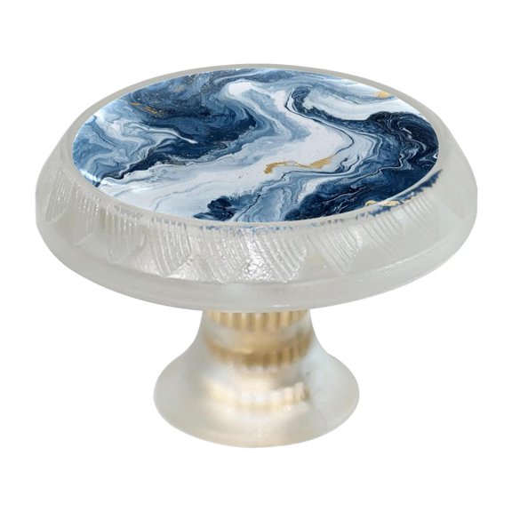 HemaKayy 4 Pack 1.37" Decorative Cabinet Knobs - Themed ABS Glass Drawer Handle, Durable & Rust-Resistant, Perfect for Kitchen, Bathroom, and Home Decor - Unique Marble Texture