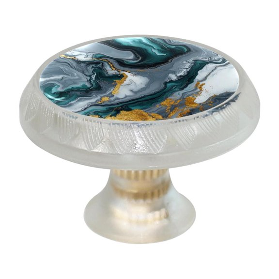 HemaKayy 4 Pack 1.37" Decorative Cabinet Knobs - Themed ABS Glass Drawer Handle, Durable & Rust-Resistant, Perfect for Kitchen, Bathroom, and Home Decor - Unique Marble Texture