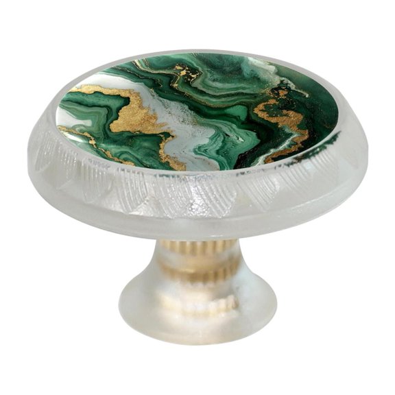 HemaKayy 4 Pack 1.37" Decorative Cabinet Knobs - Themed ABS Glass Drawer Handle, Durable & Rust-Resistant, Perfect for Kitchen, Bathroom, and Home Decor - Unique Marble Texture