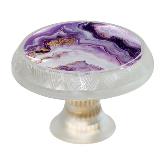 HemaKayy 4 Pack 1.37" Decorative Cabinet Knobs - Themed ABS Glass Drawer Handle, Durable & Rust-Resistant, Perfect for Kitchen, Bathroom, and Home Decor - Unique Marble Texture
