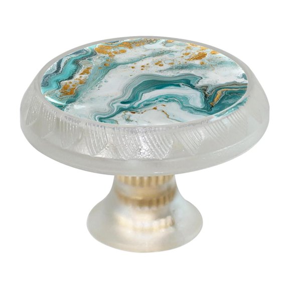 HemaKayy 4 Pack 1.37" Decorative Cabinet Knobs - Themed ABS Glass Drawer Handle, Durable & Rust-Resistant, Perfect for Kitchen, Bathroom, and Home Decor - Unique Marble Texture