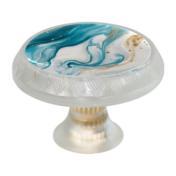 HemaKayy 4 Pack 1.37" Decorative Cabinet Knobs - Themed ABS Glass Drawer Handle, Durable & Rust-Resistant, Perfect for Kitchen, Bathroom, and Home Decor - Unique Marble Texture