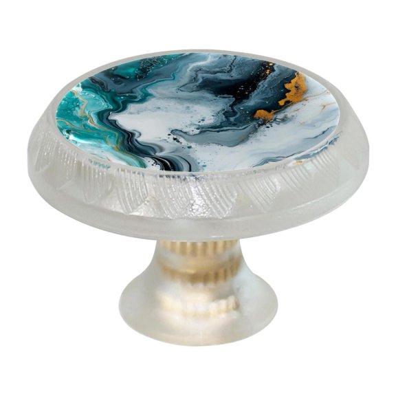 HemaKayy 4 Pack 1.37" Decorative Cabinet Knobs - Themed ABS Glass Drawer Handle, Durable & Rust-Resistant, Perfect for Kitchen, Bathroom, and Home Decor - Unique Marble Texture