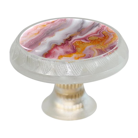 HemaKayy 4 Pack 1.37" Decorative Cabinet Knobs - Themed ABS Glass Drawer Handle, Durable & Rust-Resistant, Perfect for Kitchen, Bathroom, and Home Decor - Unique Marble Texture