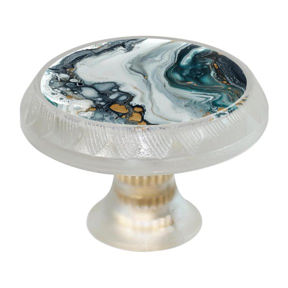 HemaKayy 4 Pack 1.37" Decorative Cabinet Knobs - Themed ABS Glass Drawer Handle, Durable & Rust-Resistant, Perfect for Kitchen, Bathroom, and Home Decor - Unique Marble Texture