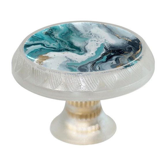 HemaKayy 4 Pack 1.37" Decorative Cabinet Knobs - Themed ABS Glass Drawer Handle, Durable & Rust-Resistant, Perfect for Kitchen, Bathroom, and Home Decor - Unique Marble Texture