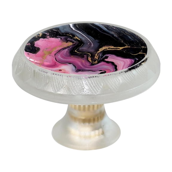HemaKayy 4 Pack 1.37" Decorative Cabinet Knobs - Themed ABS Glass Drawer Handle, Durable & Rust-Resistant, Perfect for Kitchen, Bathroom, and Home Decor - Unique Marble Texture