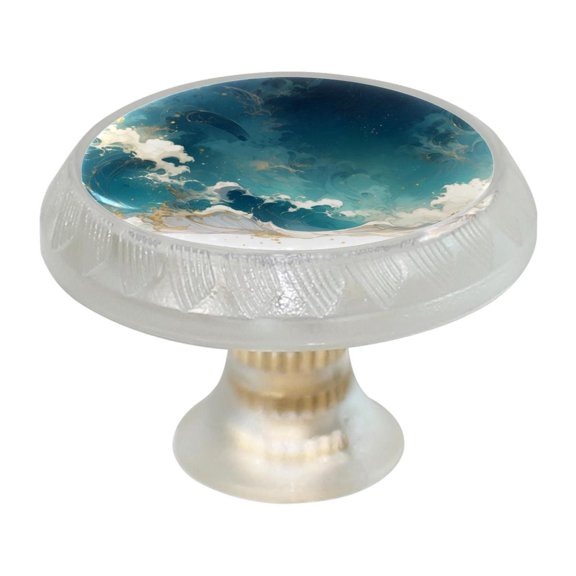 HemaKayy 4 Pack 1.37" Decorative Cabinet Knobs - Themed ABS Glass Drawer Handle, Durable & Rust-Resistant, Perfect for Kitchen, Bathroom, and Home Decor - Unique Marble Texture