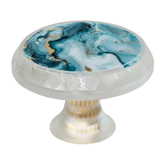 HemaKayy 4 Pack 1.37" Decorative Cabinet Knobs - Themed ABS Glass Drawer Handle, Durable & Rust-Resistant, Perfect for Kitchen, Bathroom, and Home Decor - Unique Marble Texture