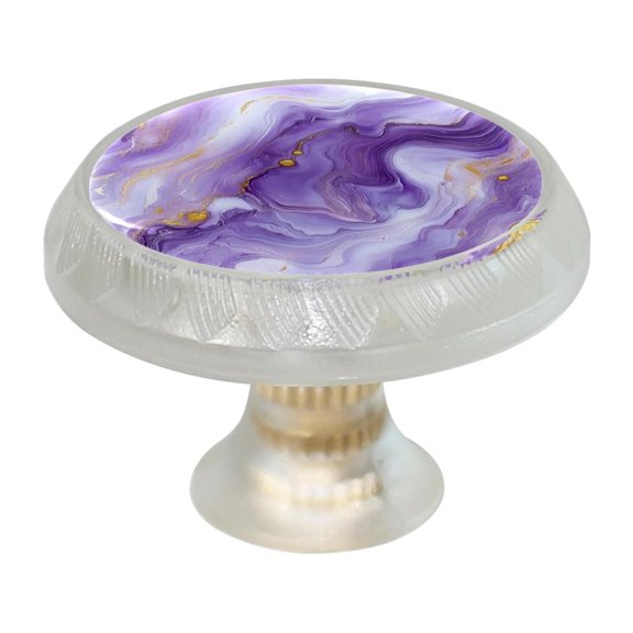 HemaKayy 4 Pack 1.37" Decorative Cabinet Knobs - Themed ABS Glass Drawer Handle, Durable & Rust-Resistant, Perfect for Kitchen, Bathroom, and Home Decor - Unique Marble Texture