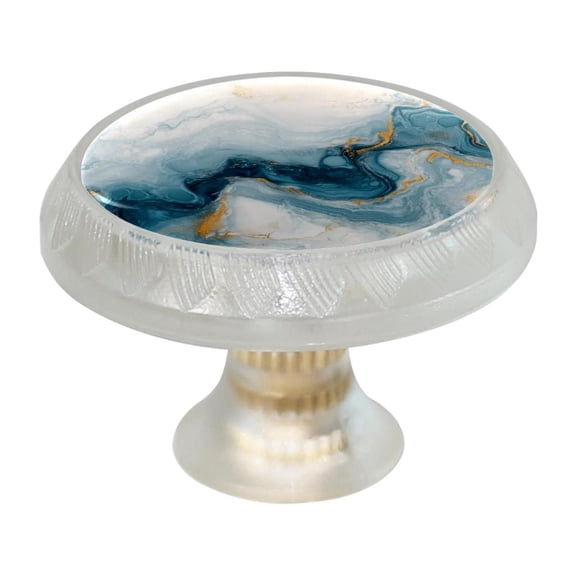 HemaKayy 4 Pack 1.37" Decorative Cabinet Knobs - Themed ABS Glass Drawer Handle, Durable & Rust-Resistant, Perfect for Kitchen, Bathroom, and Home Decor - Unique Marble Texture