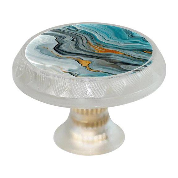 HemaKayy 4 Pack 1.37" Decorative Cabinet Knobs - Themed ABS Glass Drawer Handle, Durable & Rust-Resistant, Perfect for Kitchen, Bathroom, and Home Decor - Unique Marble Texture