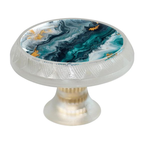 HemaKayy 4 Pack 1.37" Decorative Cabinet Knobs - Themed ABS Glass Drawer Handle, Durable & Rust-Resistant, Perfect for Kitchen, Bathroom, and Home Decor - Unique Marble Texture