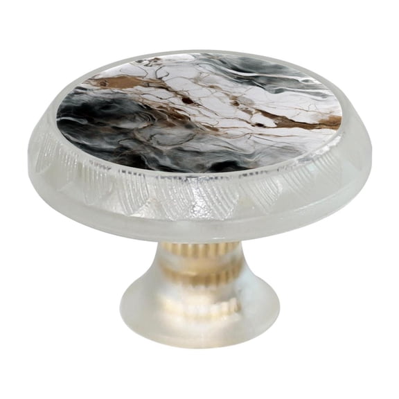 HemaKayy 4 Pack 1.37" Decorative Cabinet Knobs - Themed ABS Glass Drawer Handle, Durable & Rust-Resistant, Perfect for Kitchen, Bathroom, and Home Decor - Unique Marble Texture