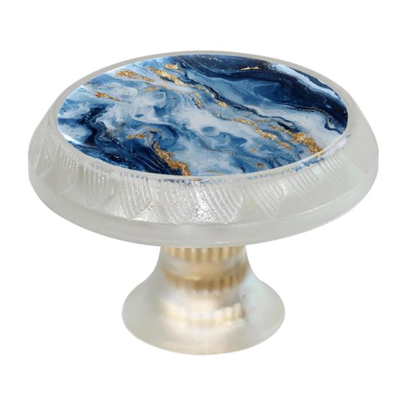 HemaKayy 4 Pack 1.37" Decorative Cabinet Knobs - Themed ABS Glass Drawer Handle, Durable & Rust-Resistant, Perfect for Kitchen, Bathroom, and Home Decor - Unique Marble Texture