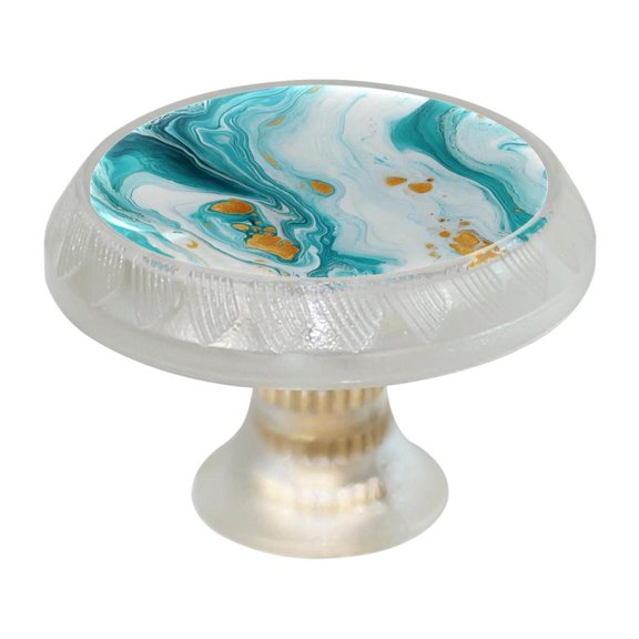 HemaKayy 4 Pack 1.37" Decorative Cabinet Knobs - Themed ABS Glass Drawer Handle, Durable & Rust-Resistant, Perfect for Kitchen, Bathroom, and Home Decor - Unique Marble Texture