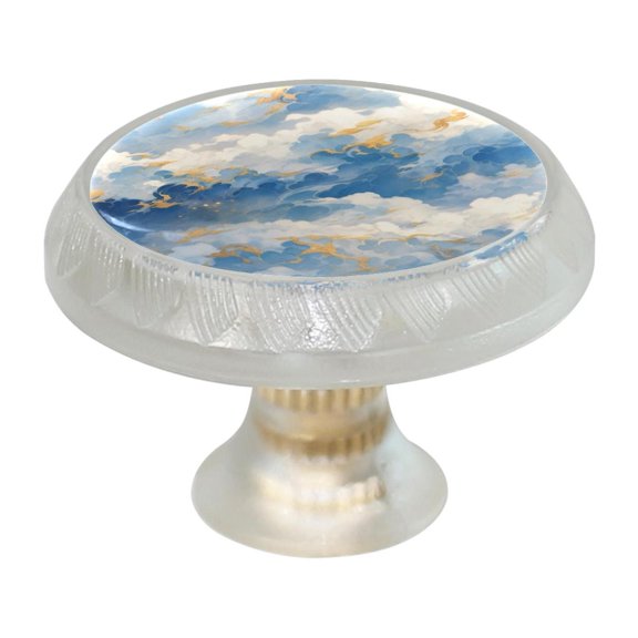 HemaKayy 4 Pack 1.37" Decorative Cabinet Knobs - Themed ABS Glass Drawer Handle, Durable & Rust-Resistant, Perfect for Kitchen, Bathroom, and Home Decor - Unique Marble Texture