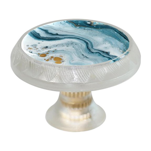 HemaKayy 4 Pack 1.37" Decorative Cabinet Knobs - Themed ABS Glass Drawer Handle, Durable & Rust-Resistant, Perfect for Kitchen, Bathroom, and Home Decor - Unique Marble Texture