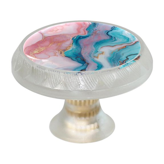 HemaKayy 4 Pack 1.37" Decorative Cabinet Knobs - Themed ABS Glass Drawer Handle, Durable & Rust-Resistant, Perfect for Kitchen, Bathroom, and Home Decor - Unique Marble Texture