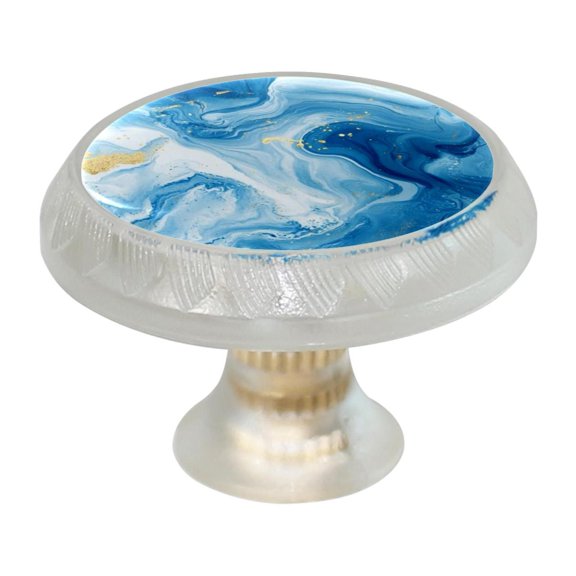 HemaKayy 4 Pack 1.37" Decorative Cabinet Knobs - Themed ABS Glass Drawer Handle, Durable & Rust-Resistant, Perfect for Kitchen, Bathroom, and Home Decor - Unique Marble Texture