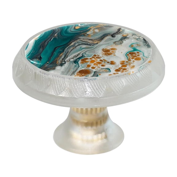 HemaKayy 4 Pack 1.37" Decorative Cabinet Knobs - Themed ABS Glass Drawer Handle, Durable & Rust-Resistant, Perfect for Kitchen, Bathroom, and Home Decor - Unique Marble Texture