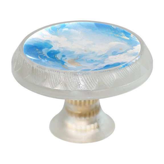 HemaKayy 4 Pack 1.37" Decorative Cabinet Knobs - Themed ABS Glass Drawer Handle, Durable & Rust-Resistant, Perfect for Kitchen, Bathroom, and Home Decor - Unique Marble Texture