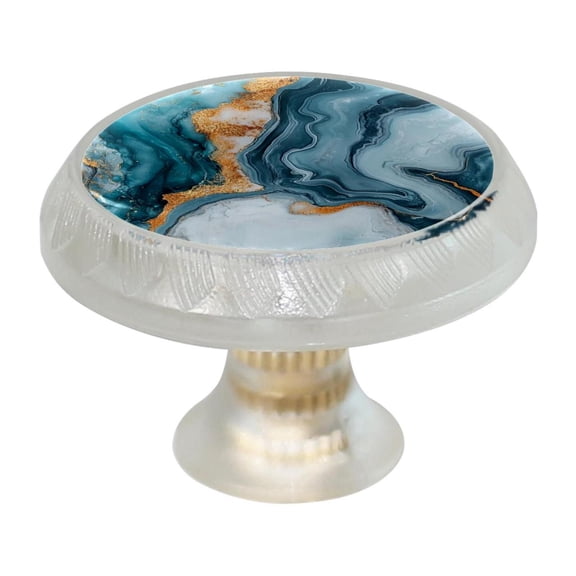 HemaKayy 4 Pack 1.37" Decorative Cabinet Knobs - Themed ABS Glass Drawer Handle, Durable & Rust-Resistant, Perfect for Kitchen, Bathroom, and Home Decor - Unique Marble Texture