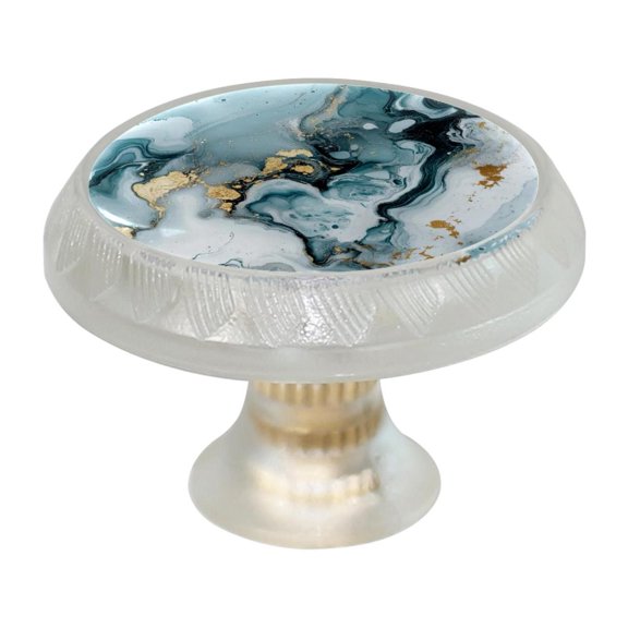HemaKayy 4 Pack 1.37" Decorative Cabinet Knobs - Themed ABS Glass Drawer Handle, Durable & Rust-Resistant, Perfect for Kitchen, Bathroom, and Home Decor - Unique Marble Texture