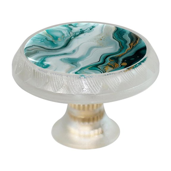 HemaKayy 4 Pack 1.37" Decorative Cabinet Knobs - Themed ABS Glass Drawer Handle, Durable & Rust-Resistant, Perfect for Kitchen, Bathroom, and Home Decor - Unique Marble Texture