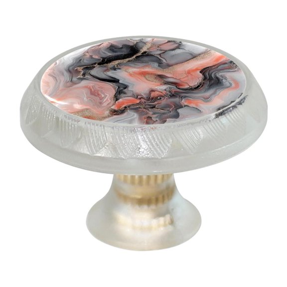 HemaKayy 4 Pack 1.37" Decorative Cabinet Knobs - Themed ABS Glass Drawer Handle, Durable & Rust-Resistant, Perfect for Kitchen, Bathroom, and Home Decor - Unique Marble Texture