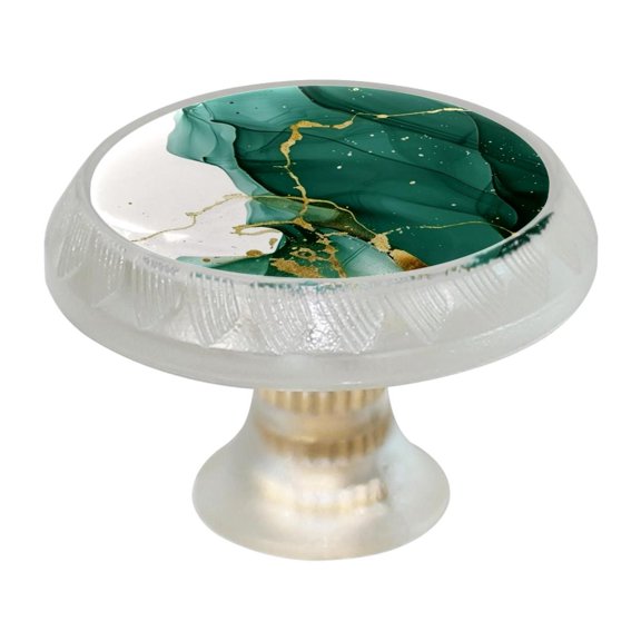 HemaKayy 4 Pack 1.37" Decorative Cabinet Knobs - Themed ABS Glass Drawer Handle, Durable & Rust-Resistant, Perfect for Kitchen, Bathroom, and Home Decor - Unique Marble Texture