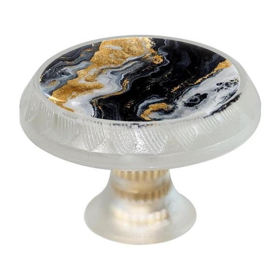 HemaKayy 4 Pack 1.37" Decorative Cabinet Knobs - Themed ABS Glass Drawer Handle, Durable & Rust-Resistant, Perfect for Kitchen, Bathroom, and Home Decor - Unique Marble Texture