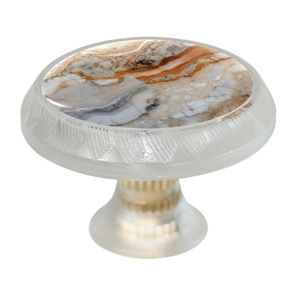 HemaKayy 4 Pack 1.37" Decorative Cabinet Knobs - Themed ABS Glass Drawer Handle, Durable & Rust-Resistant, Perfect for Kitchen, Bathroom, and Home Decor - Unique Marble Texture