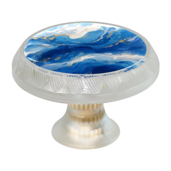 HemaKayy 4 Pack 1.37" Decorative Cabinet Knobs - Themed ABS Glass Drawer Handle, Durable & Rust-Resistant, Perfect for Kitchen, Bathroom, and Home Decor - Unique Marble Texture