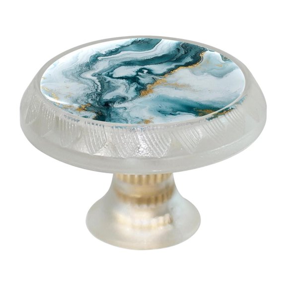 HemaKayy 4 Pack 1.37" Decorative Cabinet Knobs - Themed ABS Glass Drawer Handle, Durable & Rust-Resistant, Perfect for Kitchen, Bathroom, and Home Decor - Unique Marble Texture